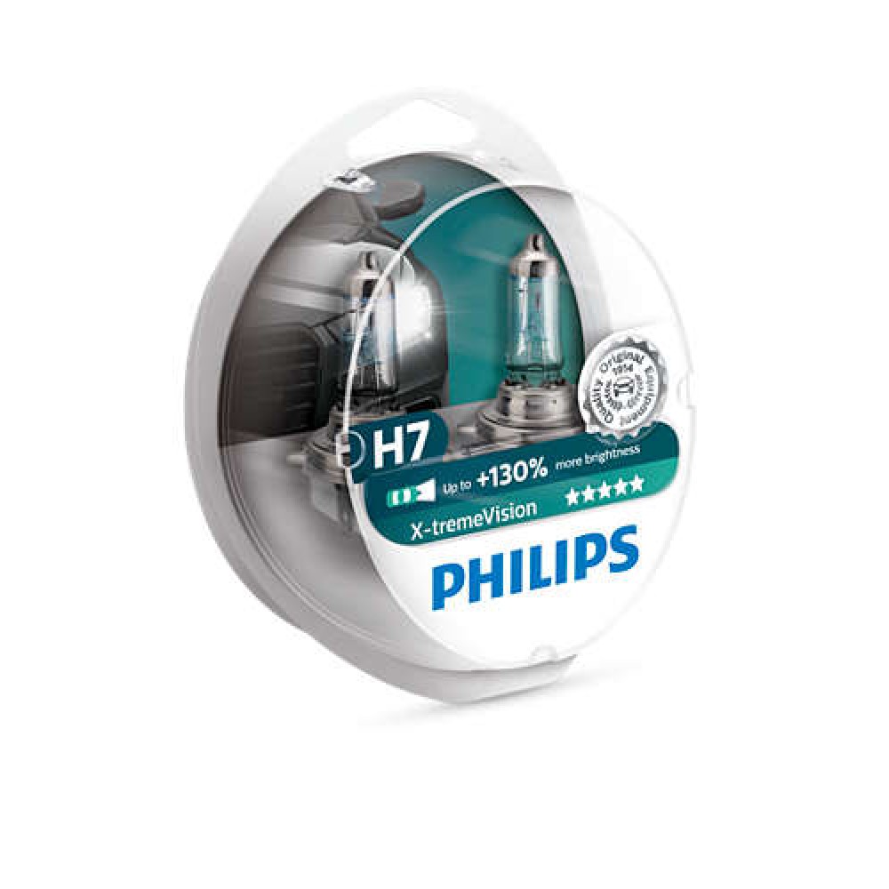 Комплект 2 крушки за предни фарове на кола Philips H7 X-treme Vision, +130%, 12V, 55W