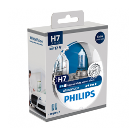 Set of 2 halogen bulbs Philips H7 White Vision, 12V, 55W
